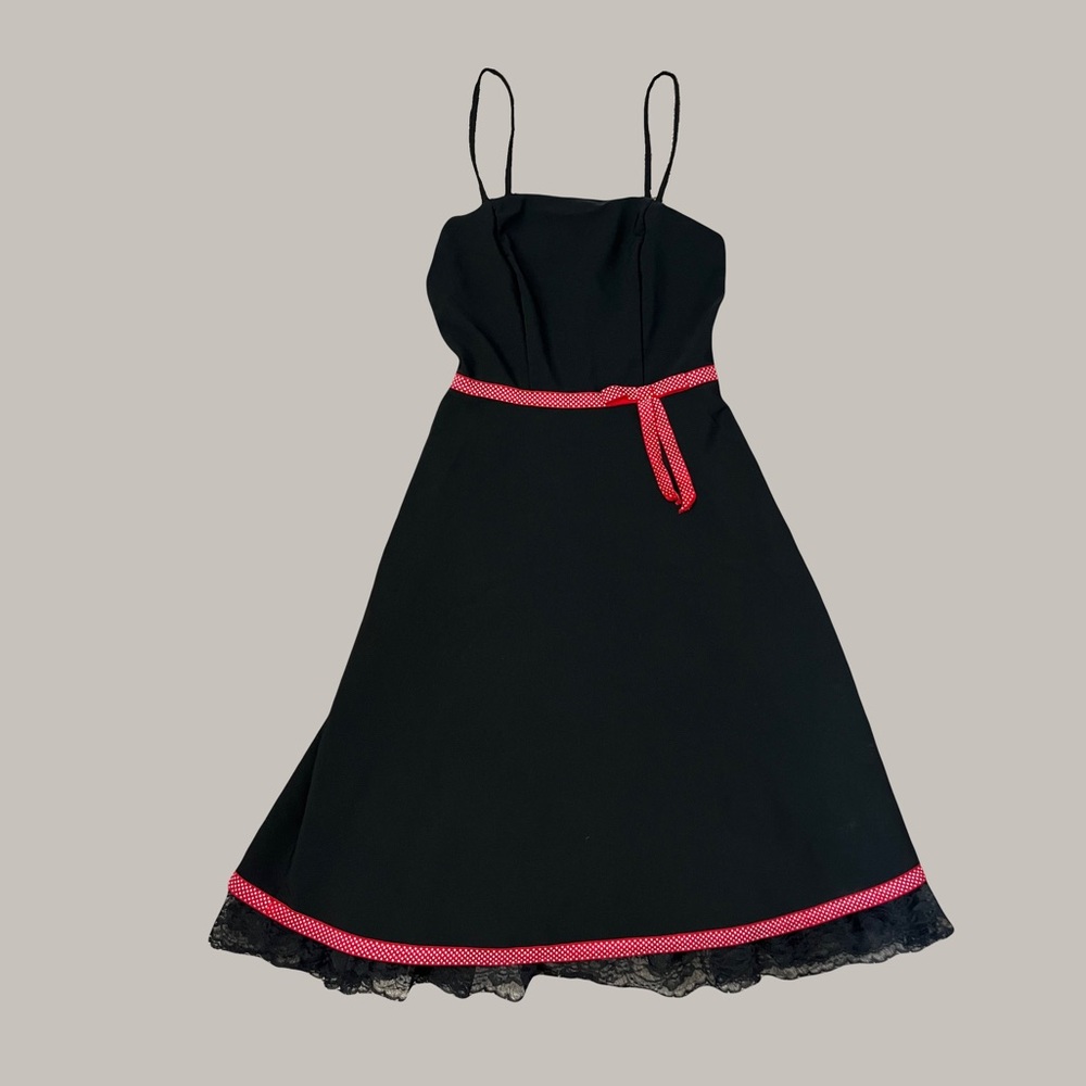 Vintage 1950s Inspired Black and Red with Polka Dots BCX Dress Women's 7